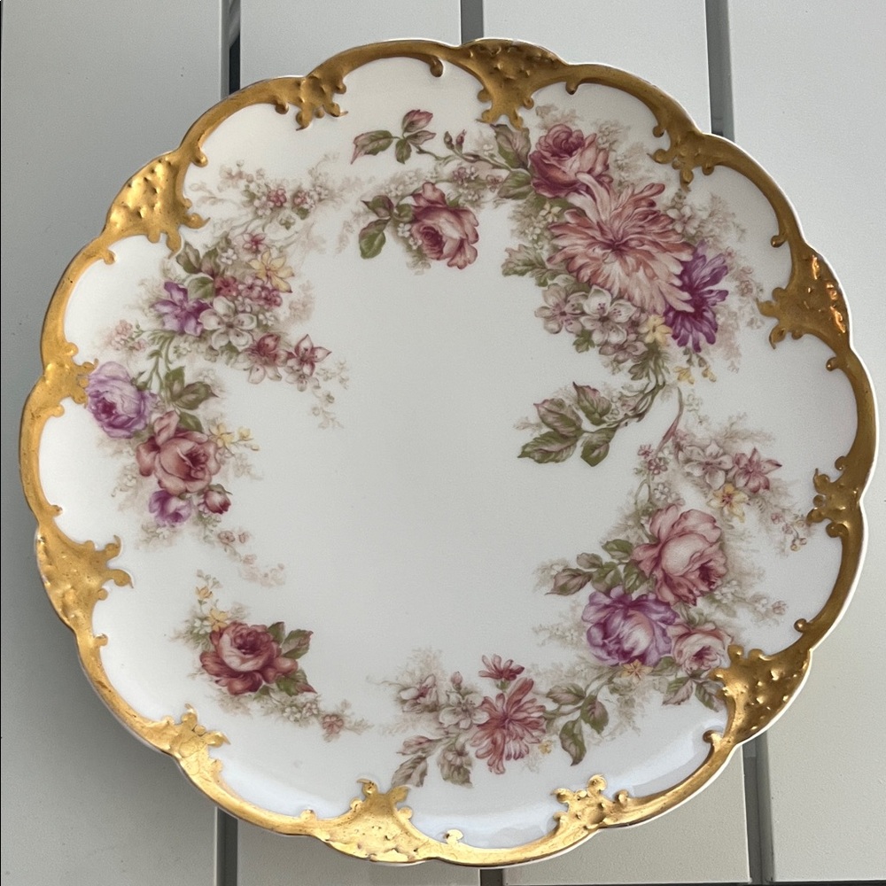 Haviland Plate with Purple Floral and Gold Trim